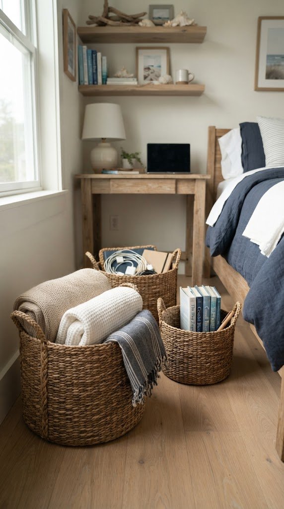 Use Woven Seagrass Baskets for Storage and Texture