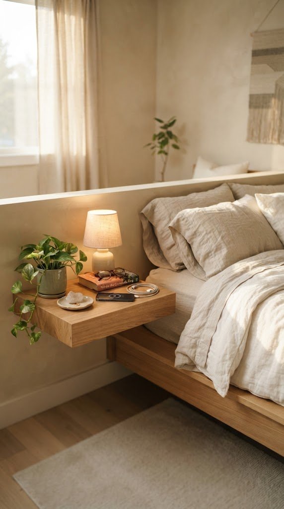 Use a Floating Shelf as a Nightstand Alternative
