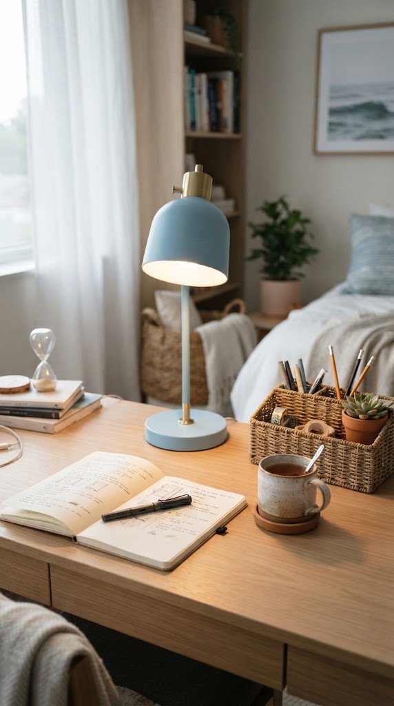 Use a Sky Blue Desk Lamp for Coastal Task Lighting