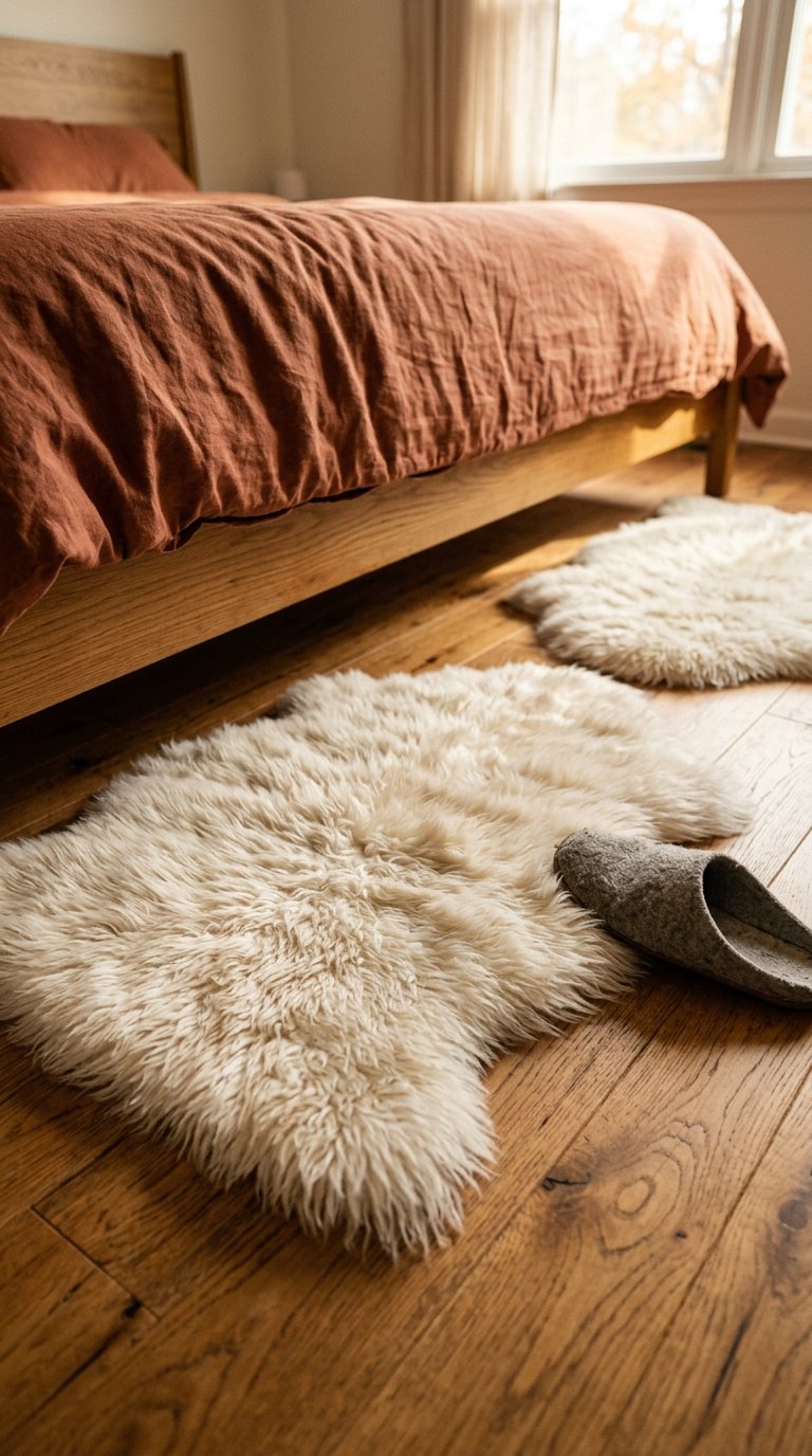 Wool or Faux Fur Accent Rug