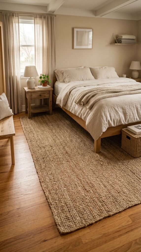 a Jute or Wool Rug to Ground the Bed