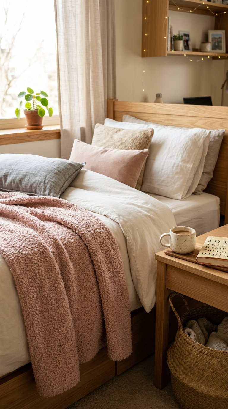 a Pink Boucle Throw for Texture