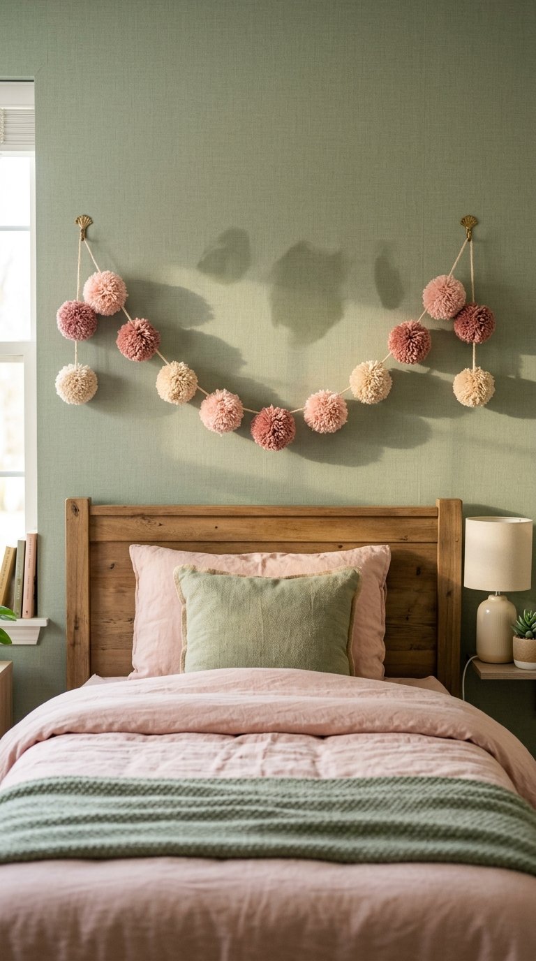 a Pink Cloud or Star Garland Above the Bed
