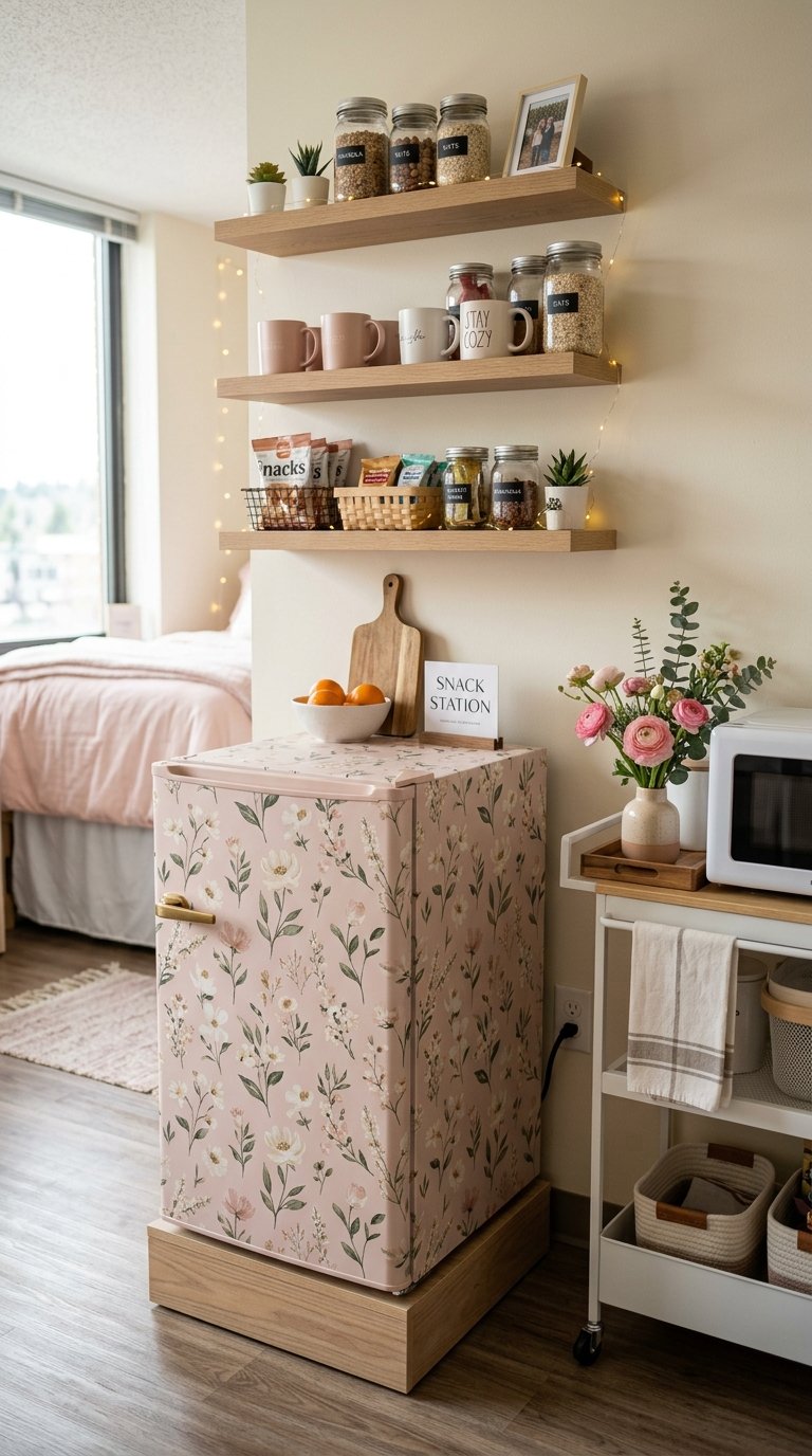 a Pink Mini Fridge Skin