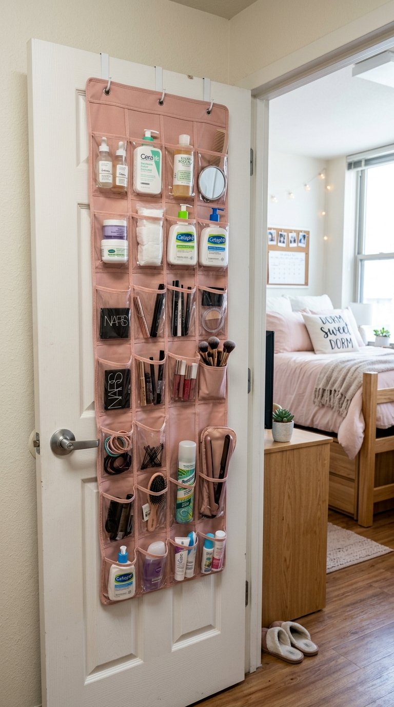 a Pink Over-Door Organizer for Toiletries