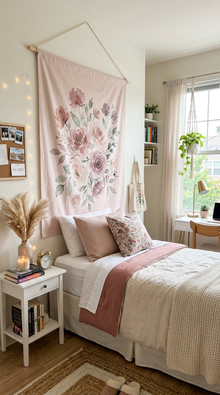 a Pink Tapestry as a Headboard Alternative