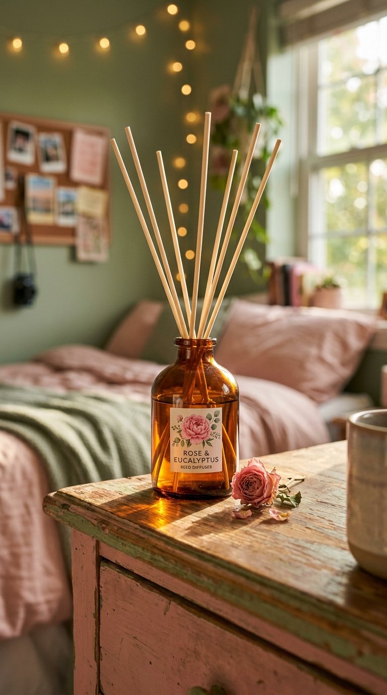 a Pink and Green Scented Candle or Diffuser