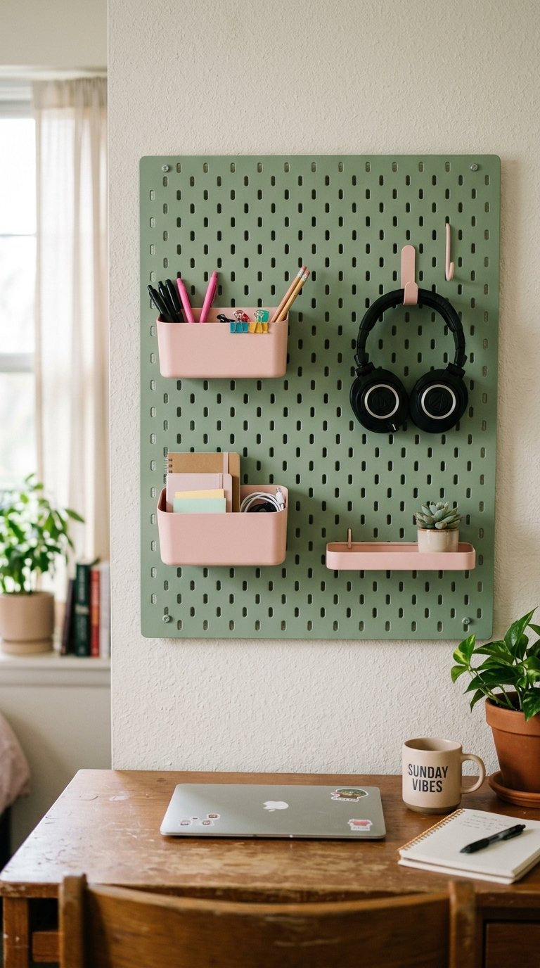 a Pink or Green Pegboard for Organization