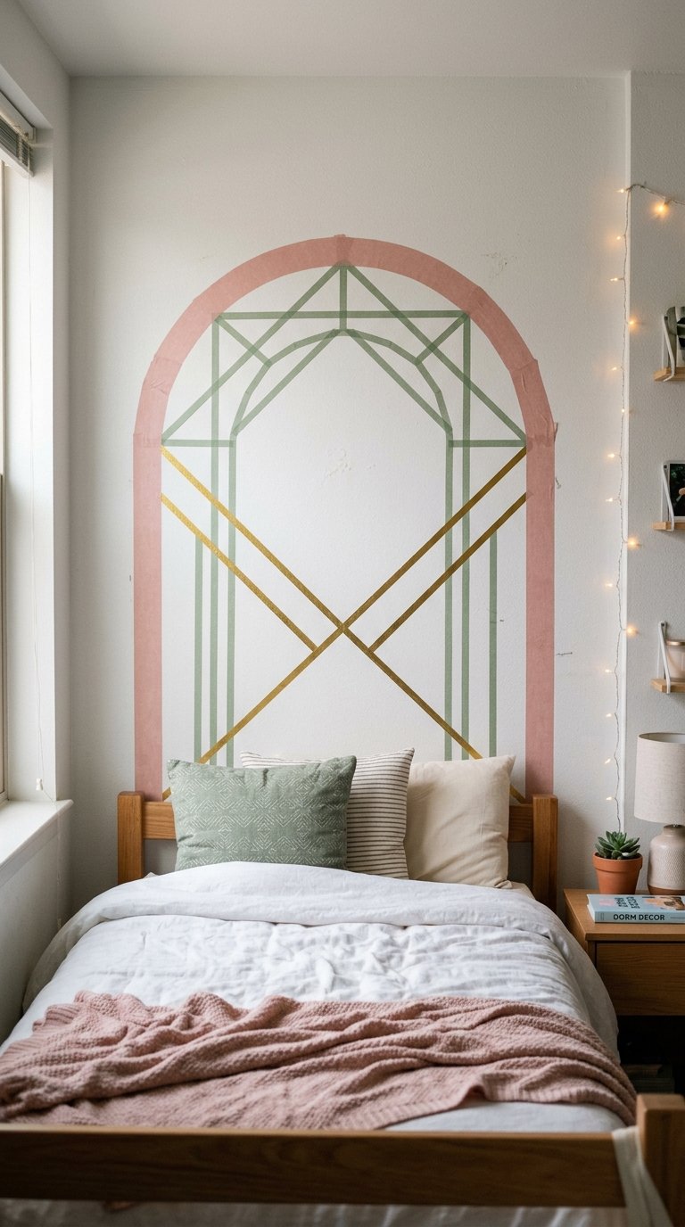 a Pink or Green Washi Tape Wall Design
