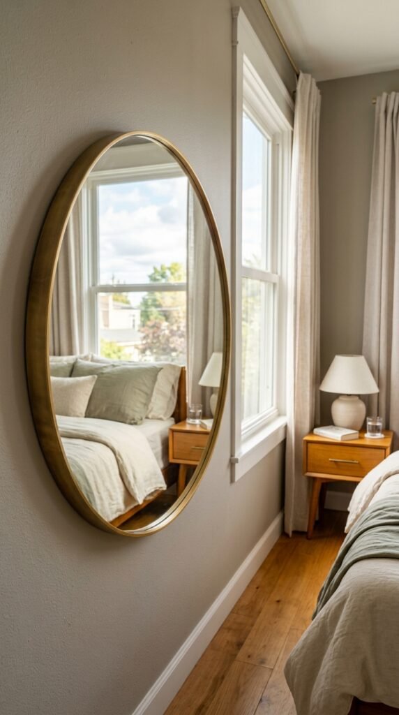 a Round Mirror on the Primary Wall