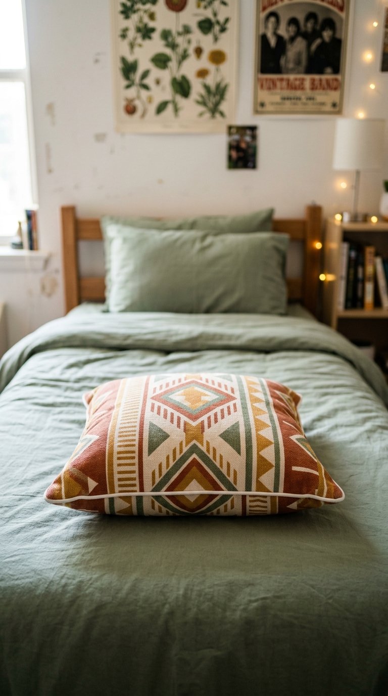 a Small Throw Pillow in a Contrasting Pattern