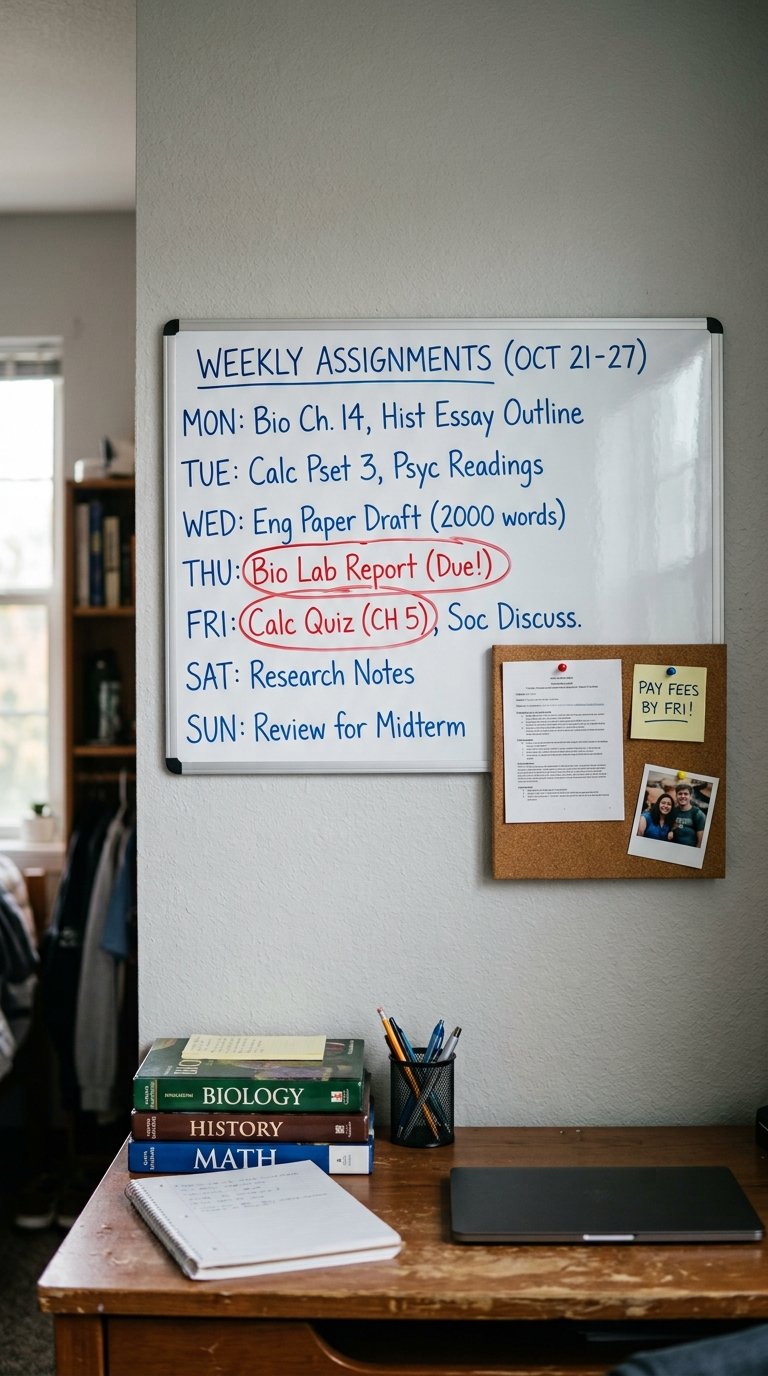 a Small Whiteboard or Cork Board Above the Desk